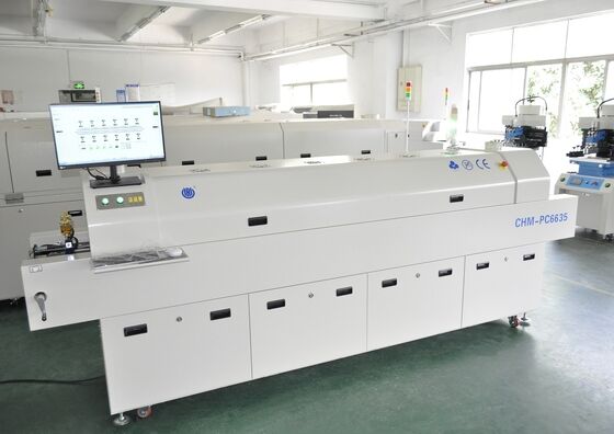 CHM-PC6635 Piekarnik bez ołowiu z kontrolą PC 6 strefami temperatury i obszarem ogrzewania 2200*350 mm do lutowania SMT