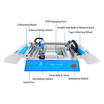 Podwójnie boczne zespoły SMT CHMT36VB Desktop Pick and Place Machine 58 Feeders