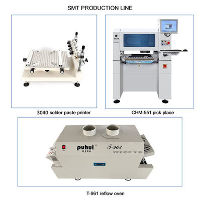 Wysokiej precyzji Mała linia produkcyjna SMT 3040 Drukarka sztablowa CHM-551 SMT Chipowy montażor pieca reflow T961
